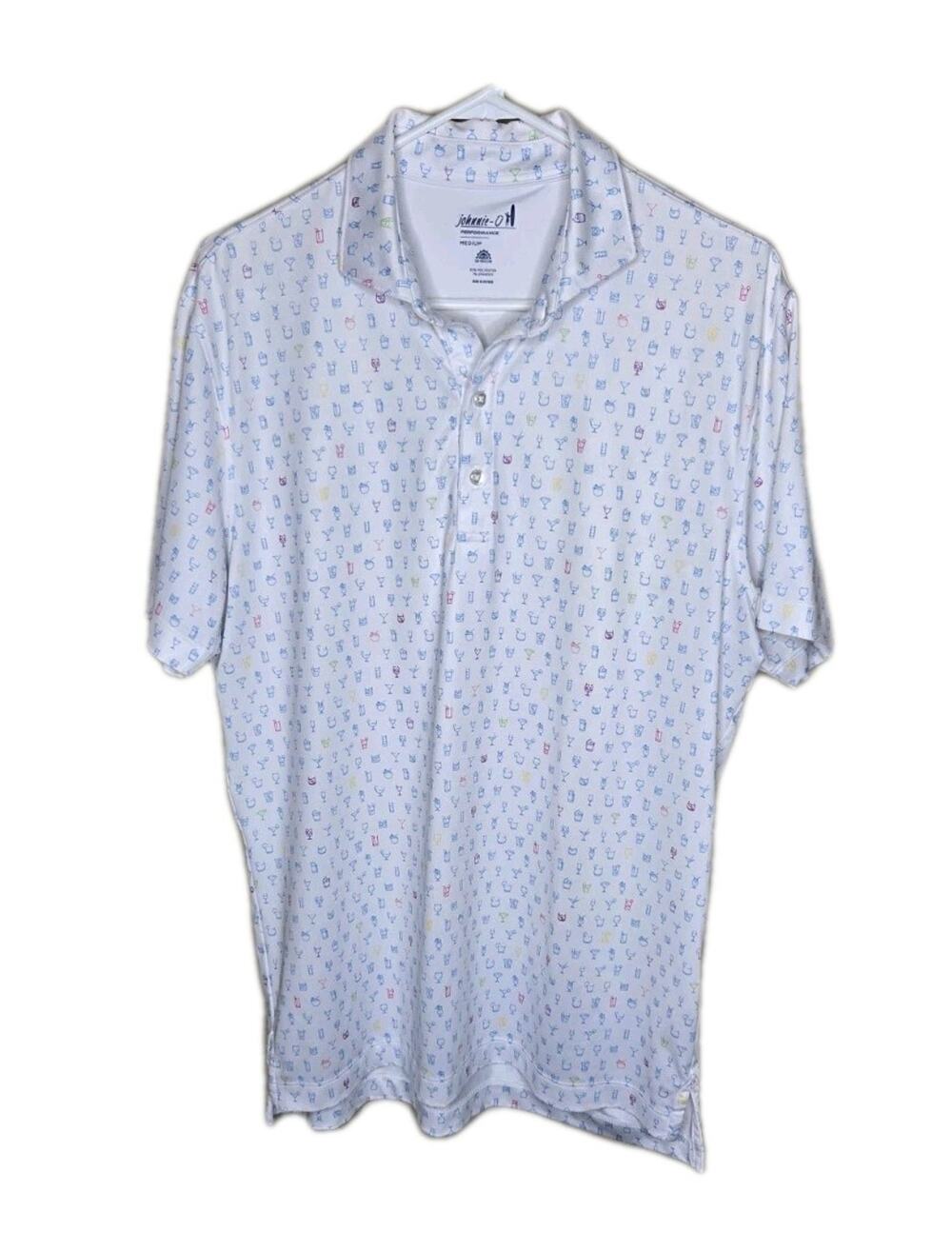 johnnie-O Mixology Printed Jersey Performance Polo White